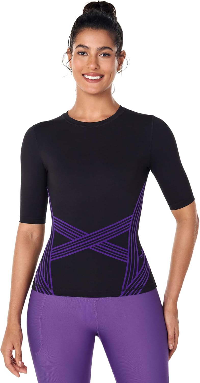 Fanka Powerband Resistance Short Sleeve Top for Women-Muscle Support & Arm Stability, Compression Fit