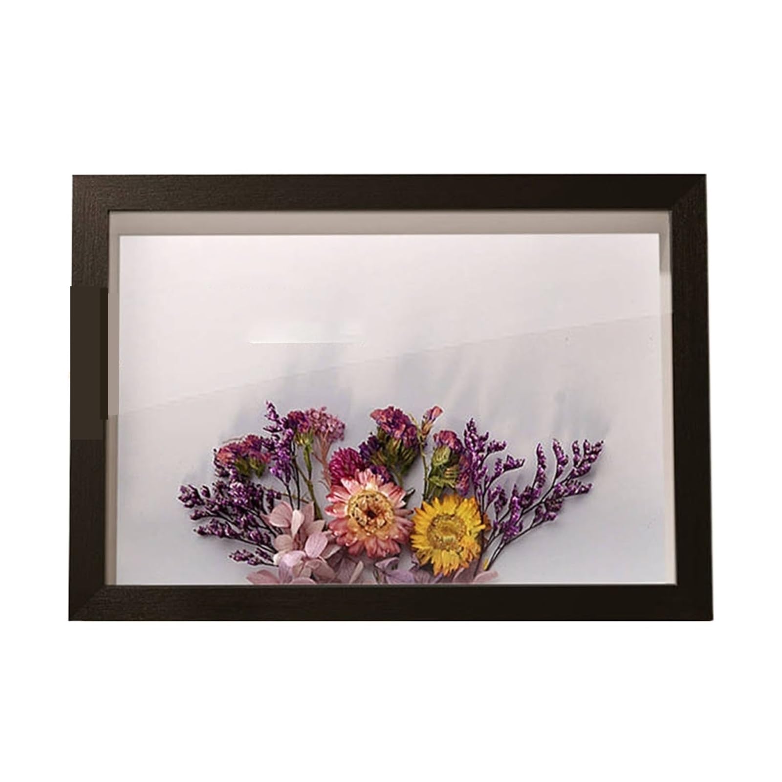 Shadowbox Frame, 2pcs Wood DIY 3D Deep Shadow Box Dried Flower Display Multicolor Tickets Tabletop Wall(Black)