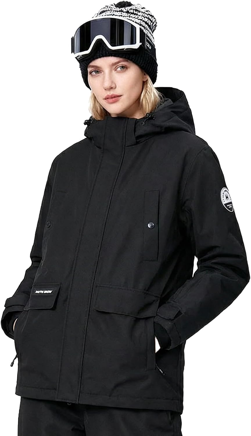 Women's Ski Jacket Windbreaker Warm Snowboarding jacket, Waterproof Winter Coat Hooded Snow Jacket