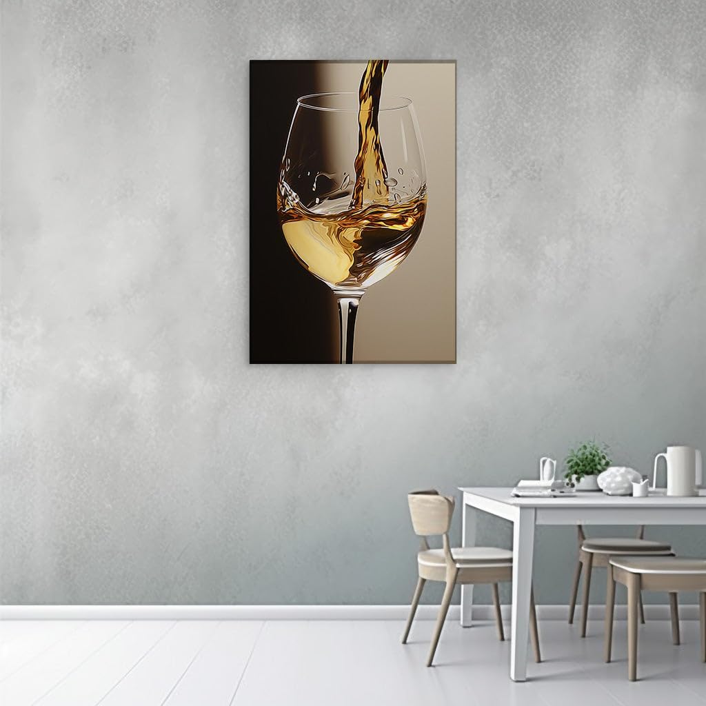 Canvas for Living room. Pouring Elegance: A Vivid Splash of White Wine Against a Rich Tapestry of Colors, 27 x 18 inch Canvas Wall Art - Ready to Hang