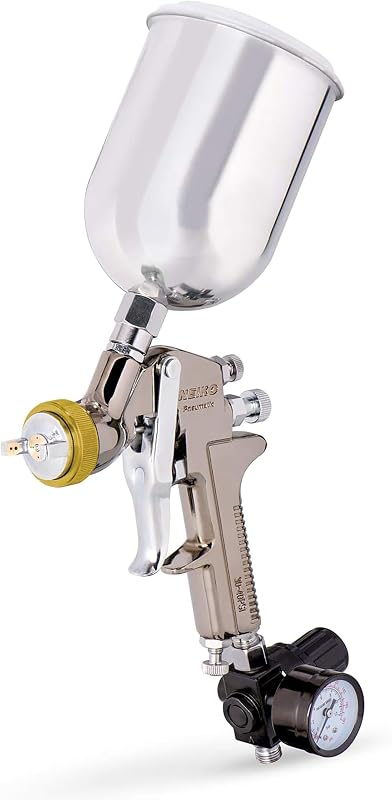 31215A Pulverizador de pintura con pistola pulverizadora HVLP, pistola de pintura en aerosol de 1,7 mm, regulador de calibre de aire de tamaño de boquilla de 600 cc, pistola pulverizadora de pintura automática, kit de pistola pulverizadora HVLP