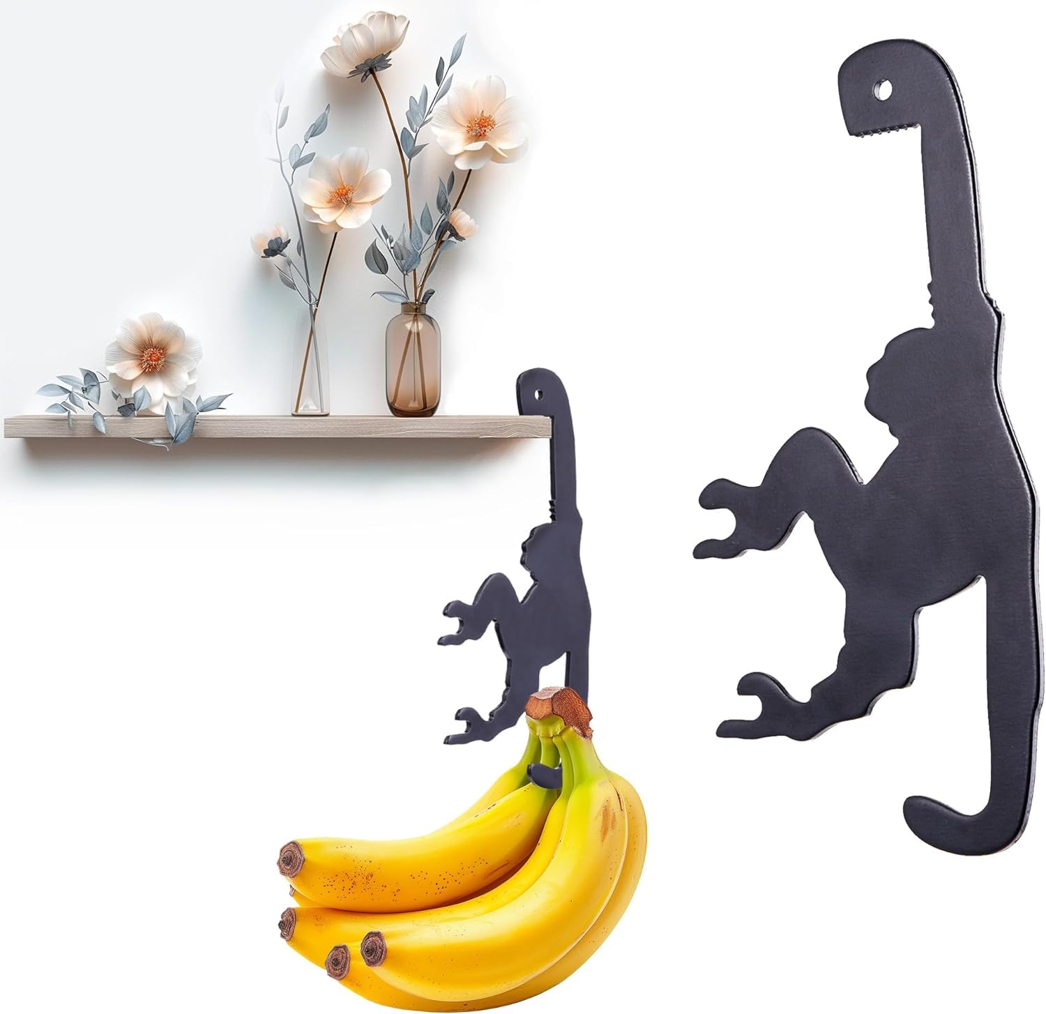 Unique Banana Holder Balance Hook - Gorilla Shape Banana Hook Magic Hook for Hanging Plants Jackets Keys or Stylish Purse Hanger for Kitchen Dorm Room Bedroom