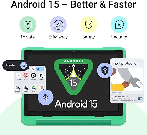 Miniatura 2 de ApoloMedia - Tablet para niños, pantalla HD de 10.1 pulgadas, Android 15, 64GB de almacenamiento, 8GB de RAM, modo de protección ocular, batería de