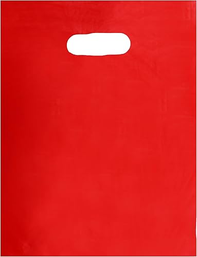 Miniatura 1 de SSWBasics Pequeñas bolsas de mercancía rojas de baja densidad - 9 pulgadas de ancho x 12 pulgadas de alto - Caja de 1000 - Rojo