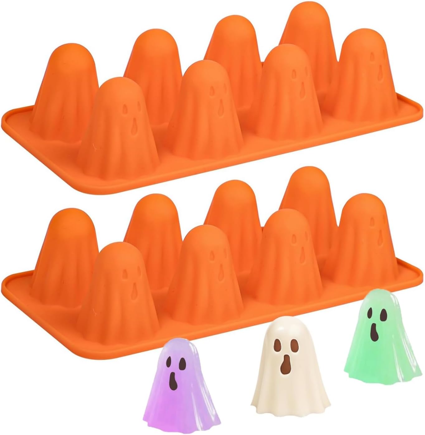 2 Pieces Ghost Silicone Mould 8 Cavity Ghost Mould Baking Mould for Making Ice Cubes Jelly Soap Chocolate Candle Candy