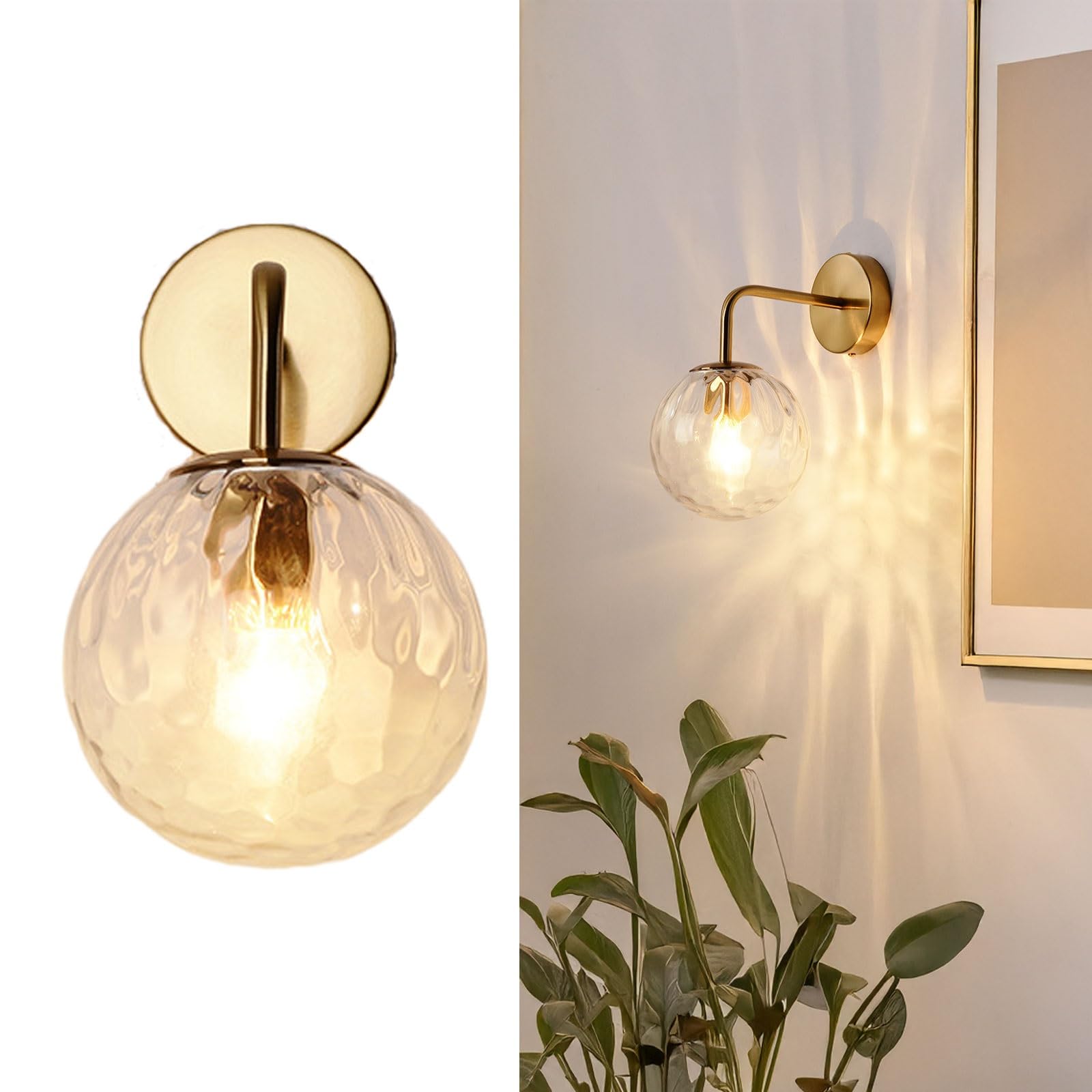 Iluminación decorativa regulable en aplique de pared globo ámbar moderno