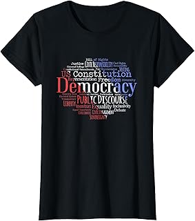 Democracy Word Cloud Art Election Red White and Blue T-Shirt