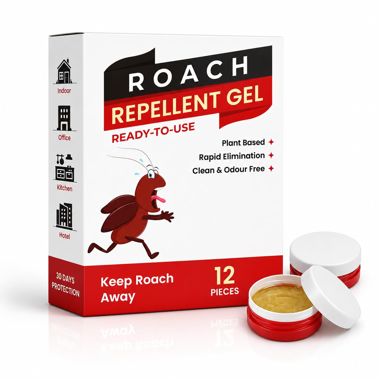 Cockroach Killer Gel for Home Strong Anti Roach Gel Cockroach Repellent for Kitchen with Fast-Acting Cockroach Bait Trap for Permanent Cockroach Control (12, Red)-image-21