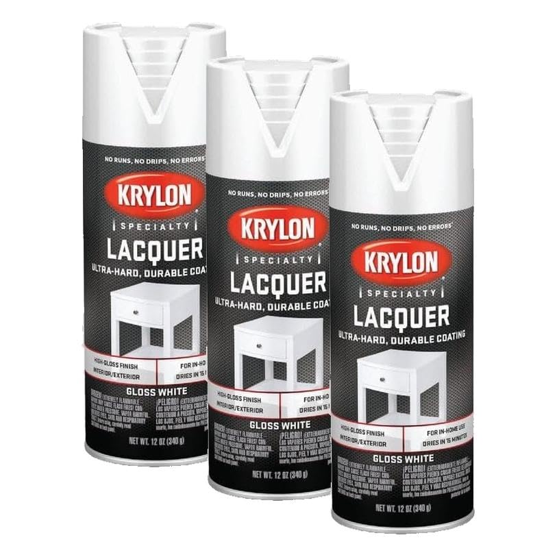 Image of Krylon K07031777 Gloss White Lacquer Spray, 12 oz. (Pack of 3)
