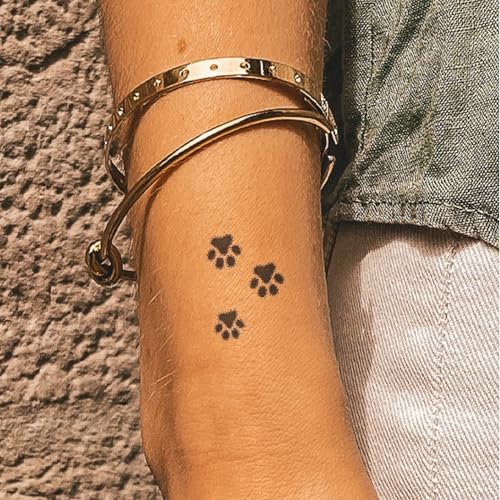 Inkster Tattoo Pfote Trio | Temporäre Tattoos 2 Wochen | Hautfreundlich & EU-Kosmetikzertifiziert | hochwertige Temporäre Tattoos aus pflanzlichen Inhaltsstoffen | wasserfest