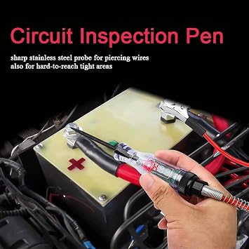 Automotive Test Light with 3-24V LED Digital Display, Circuit Tester Automotive with Voltmeter & Dual Color Polarity Indicator, Electrical Voltage Test Pen with Sharp Stainless Probe