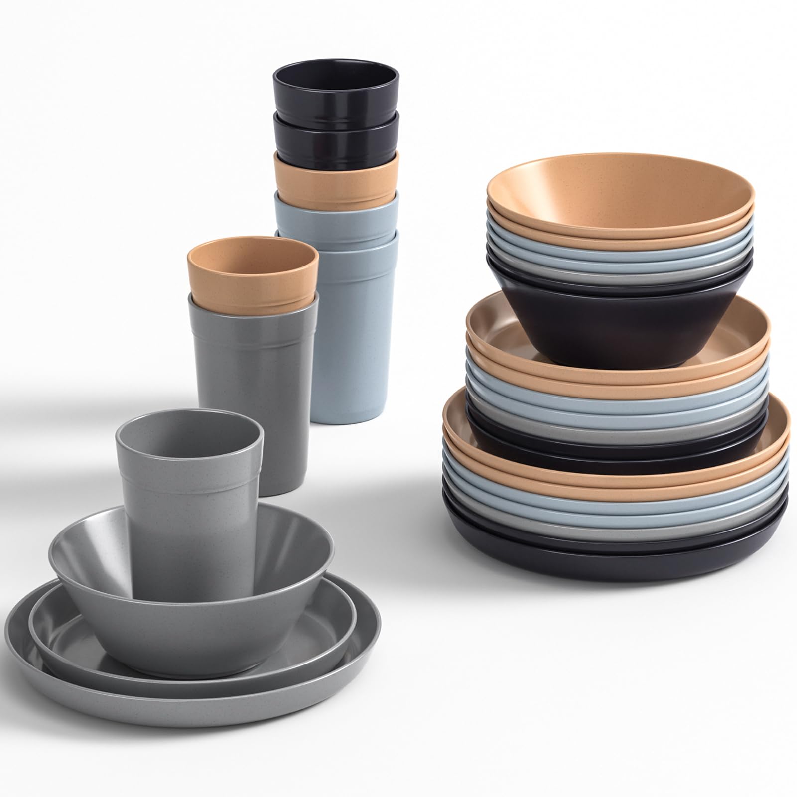 Homestockplus 32Piece Wheat Straw Dinnerware Set for 8 Reusable