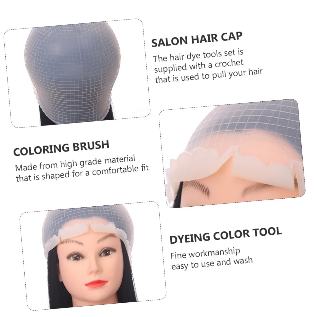Juego de 2 Gorros para Teñir el Cabello de Silicona y Hierro con Aguja para Mechas, Fácil de Lavar, Adecuado para Uso Profesional y Doméstico