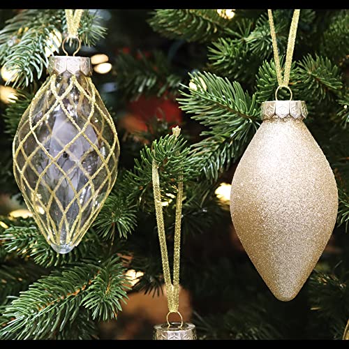 Sleetly Gold Christmas Ball Ornaments Set For Tree Decorations - Shatterproof Large Christmas Balls, Tear Drop Pendant With Ribbon Hangers #TOP5