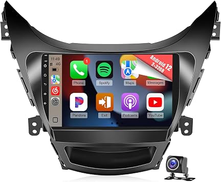 Naifay 8Core Android Car Radio for Hyundai Elantra 2011 2012 2013 | 2G+32G 9" IPS Touchscreen for Elantra Radio with Wireless Carplay, Android Auto, Bluetooth, FM, GPS, Wi-Fi, SWC, Camera, MIC