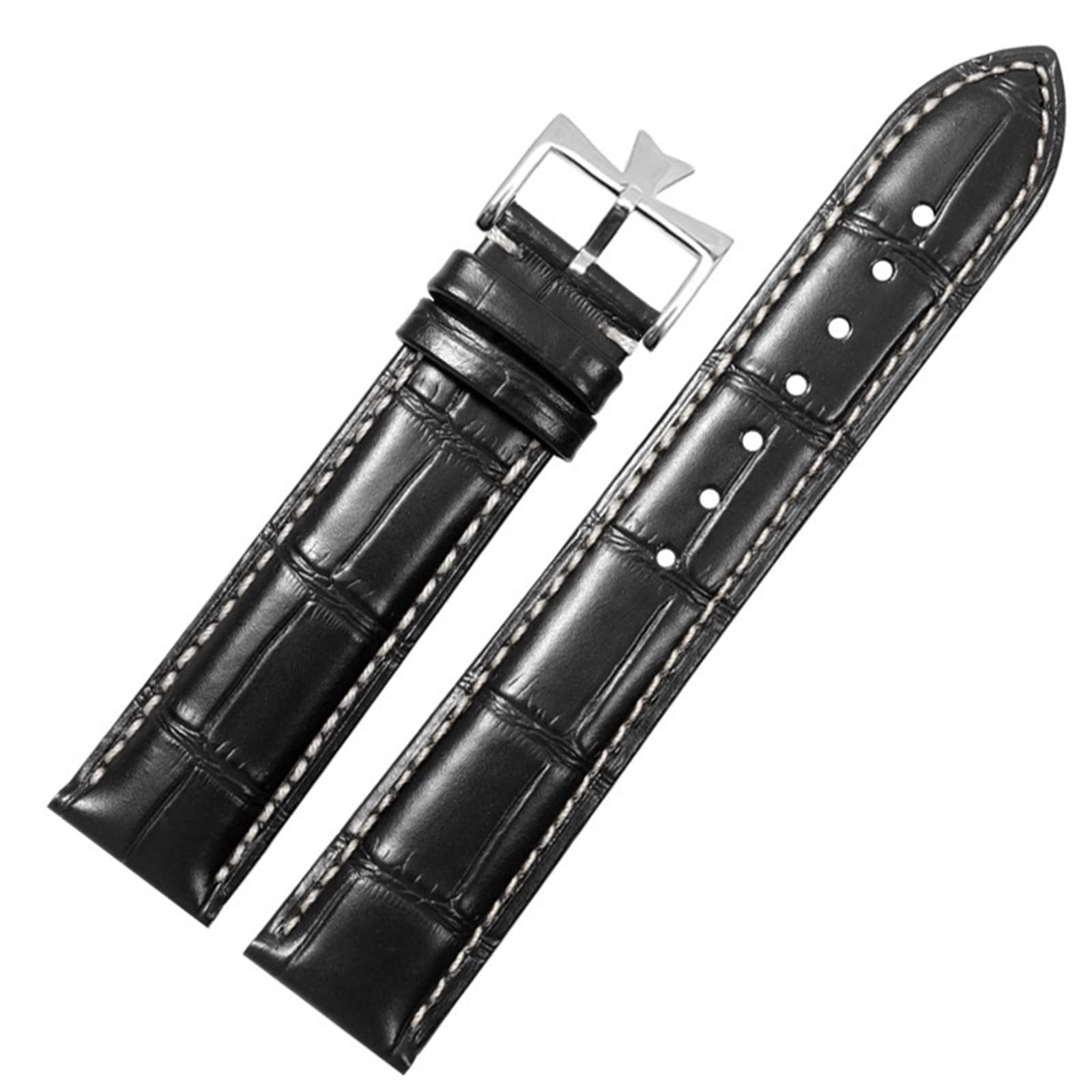 Bracelet en cuir de vachette noir et blanc 19mm pour affirmer votre style au bureau
