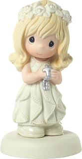 Communion Figurine, May His Light Shine In Your Heart Today And Always, First Communion Gift For Girls, Bisque Porcelain Religious Keepsake for Catholic and Christian Faith
