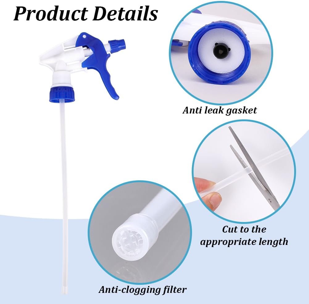 WEBEEDY 24 PCS 6 Colors Spray Bottle Nozzle 28/400 Heavy Duty Trigger Sprayer Replacement Nozzles Reusable Plastic Sprayer Head for Home Cleaning Gardening Plant Misting Christmas Decoration