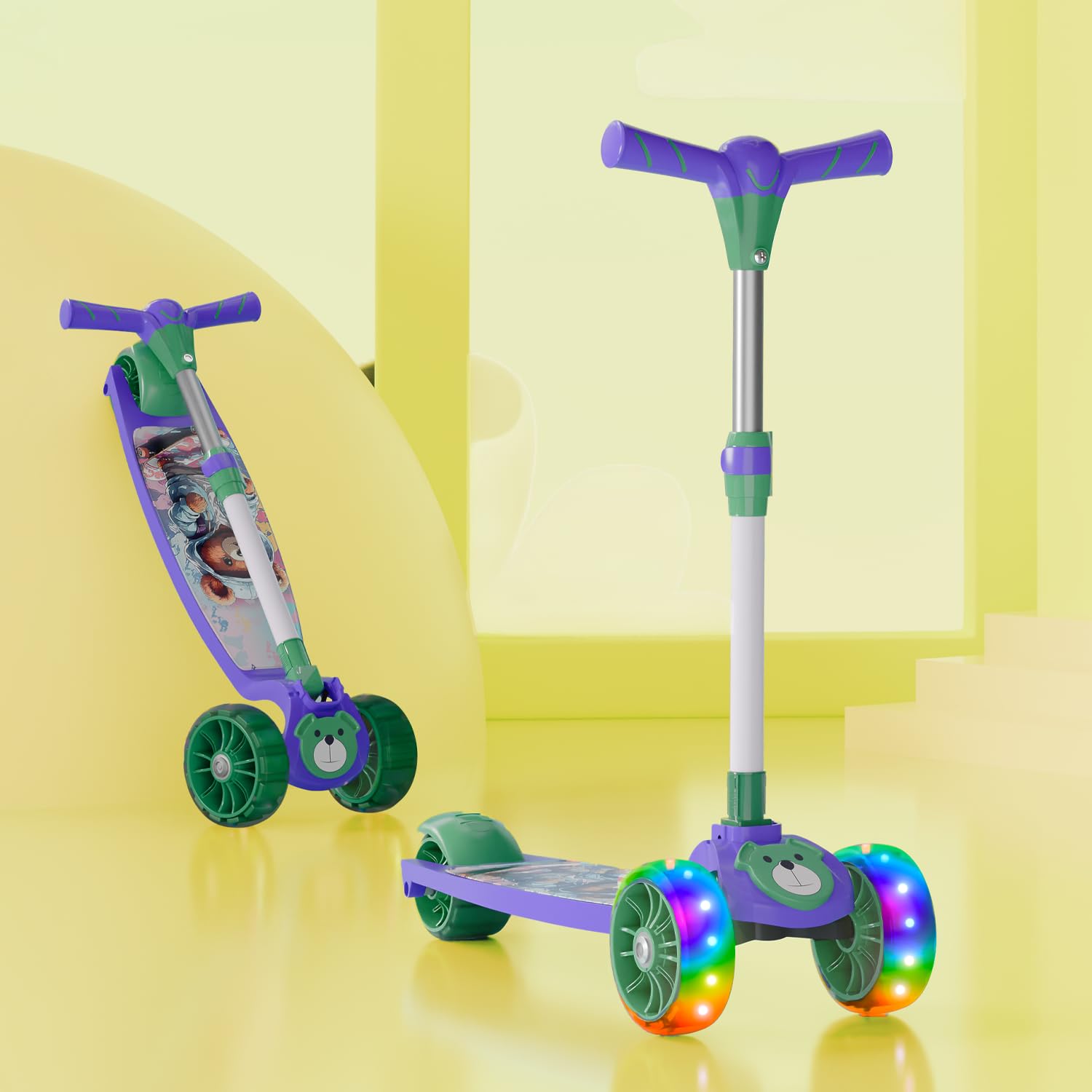 Lifelong Kick Scooter with Adjustable Height - Foldable - Skate for Kids with LED Wheel - Max User weight-50 kg, Red & Black, LLKS35 — Amazon image 10