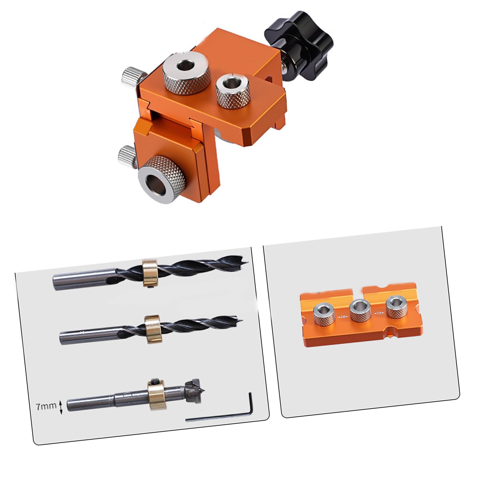 Professional Dowel Jig Set 3 in 1 Adjustable Drilling Jig Aluminum Dowel Drill Guide Locator Puncher for Carpenter Aluminum Drill Guide