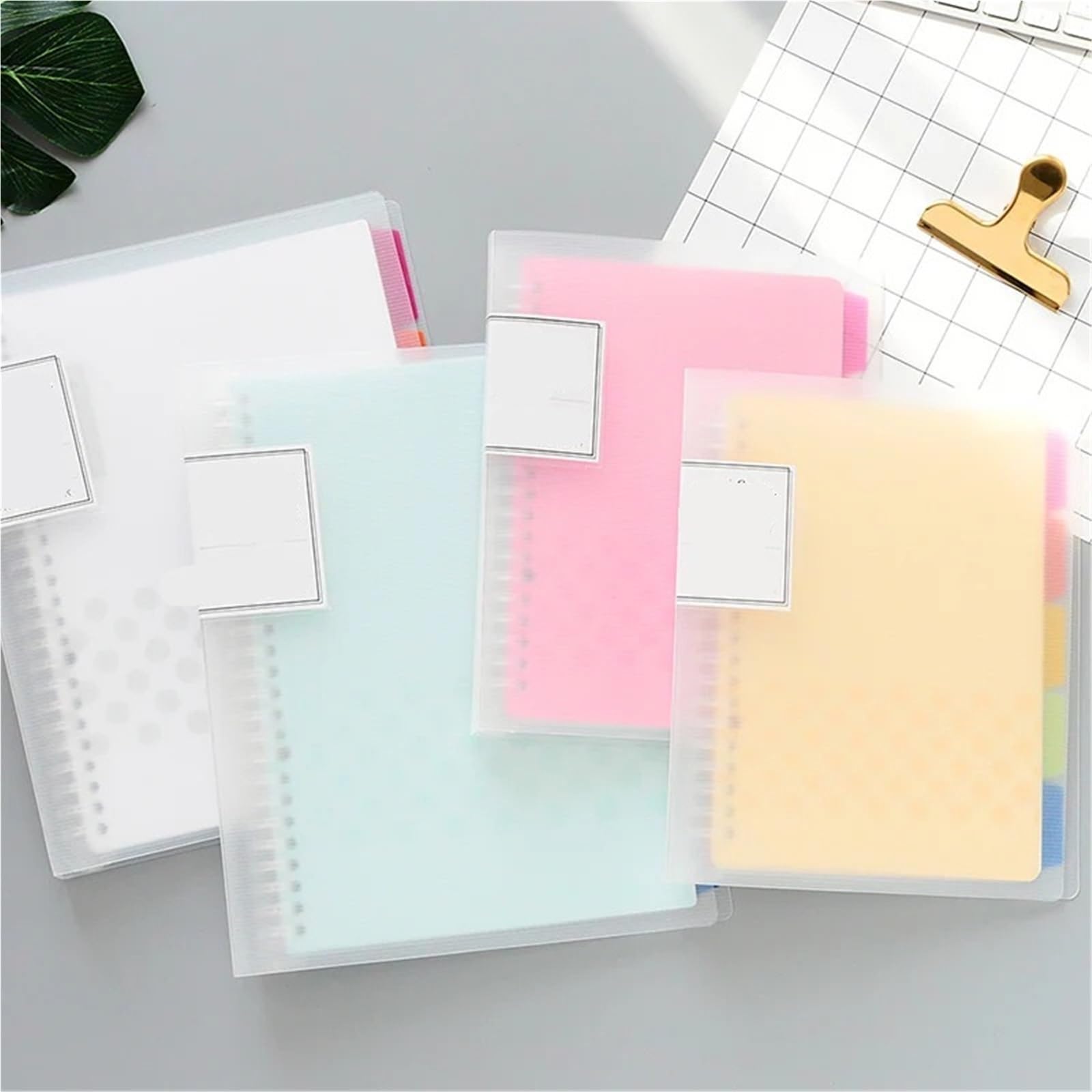 1 carnet de notes à feuilles mobiles pastel.