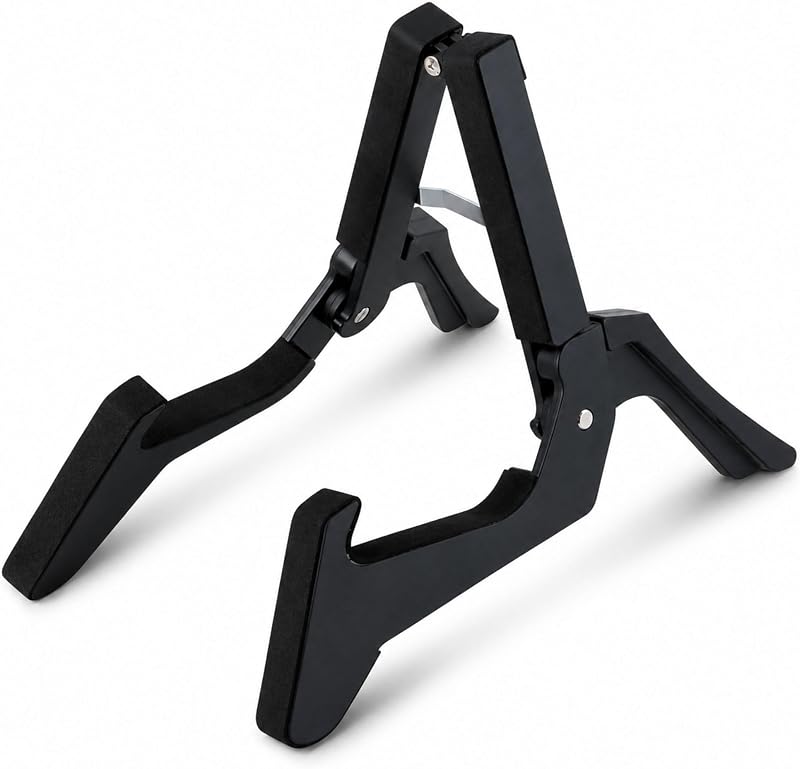 Adjustable Folding Ukulele Stand for Violin Banjo Mandolin Black | Foldable & Portable Design Durable ABS Lightweight, Quick-Release Locking