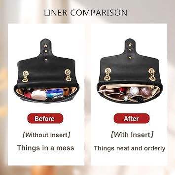 Doxo Purse Organizer Insert Compatible with GG Marmont Bag, Custom Fit Inside Premium Bag Organizer Lightweight Purse Insert with Zipper, Handbag & Tote Shaper, Beige,Medium