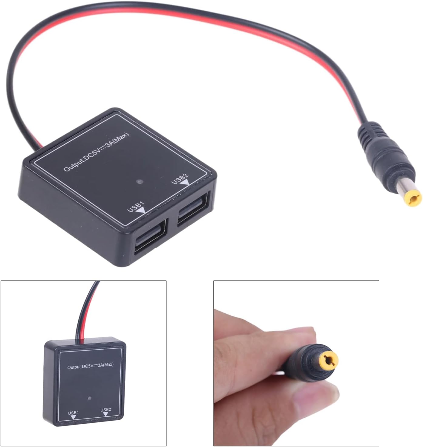 ljhnba Universal USB Charging Adapter DC5.5x2.1mm to USB Power Charger for Solar Panel 12V Power Adapters DC6V-30V to 5V3A Power