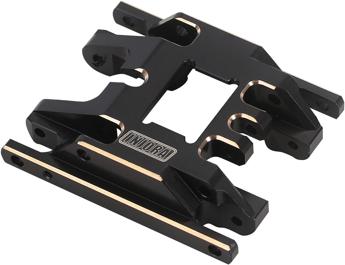 INJORA Black Coating Brass Skid Plate Transmission Mount for 1/18 RC Crawler TRX4M Upgrade, 53g