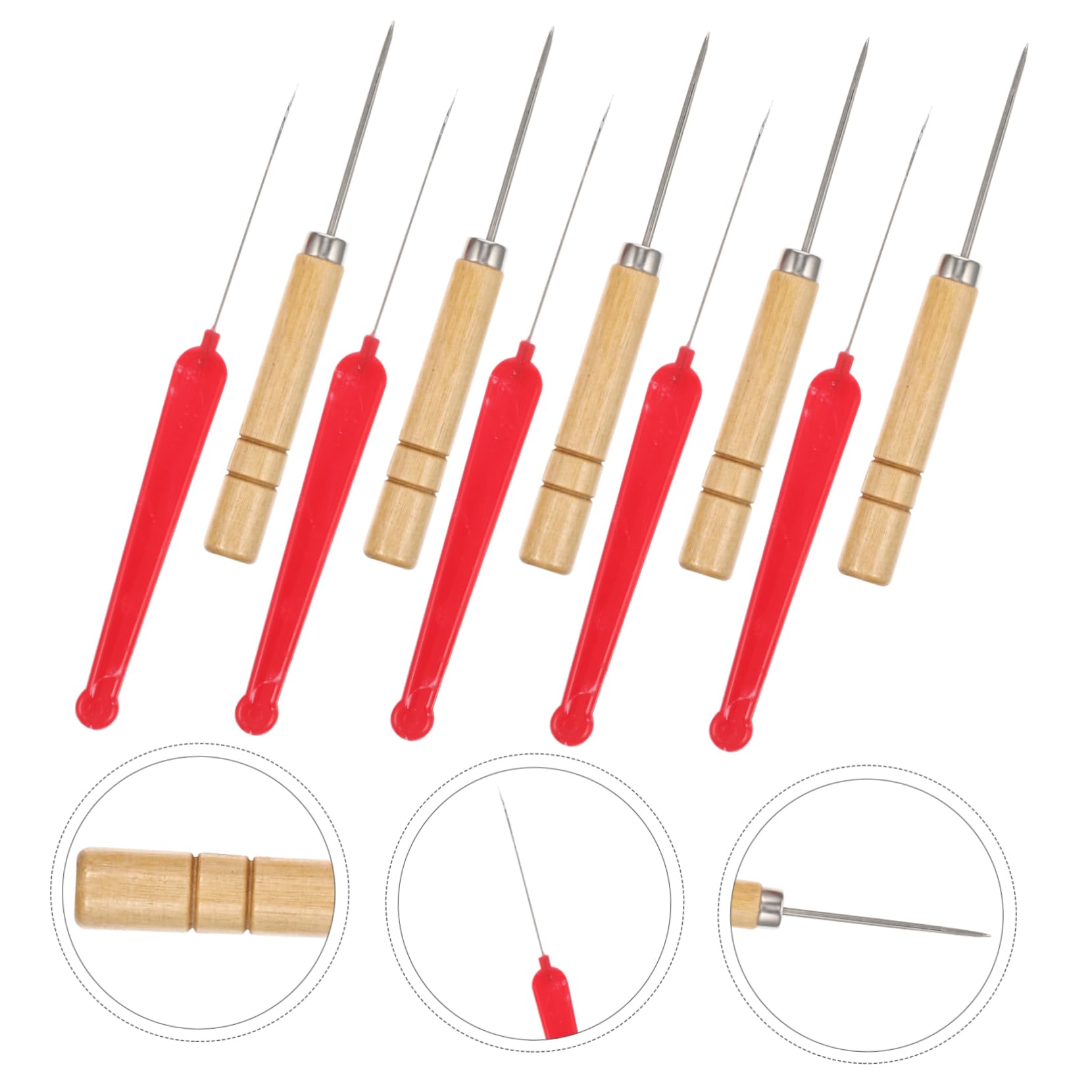 KONTONTY Professional Threading Awl Replacement Thread Flat for Jewelry Crafting Wooden Handle
