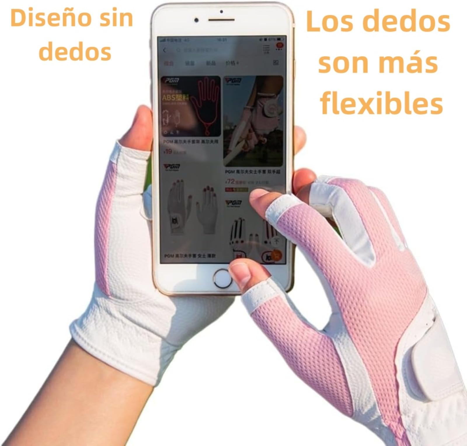 Guante Golf, Guantes de Golf Abiertos for Mujer, Cubierta Protectora Solar de Malla Transpirable for Mano Izquierda y Derecha, Verano, 1 par Guantes Golf