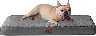 EHEYCIGA Dog Bed for Small Dogs M 76 x 50 x 7 cm Washable Grey Egg Shaped Fluffy Orthopaedic Large Medium Thick Filling Foam Cuddly Dog Mat product image