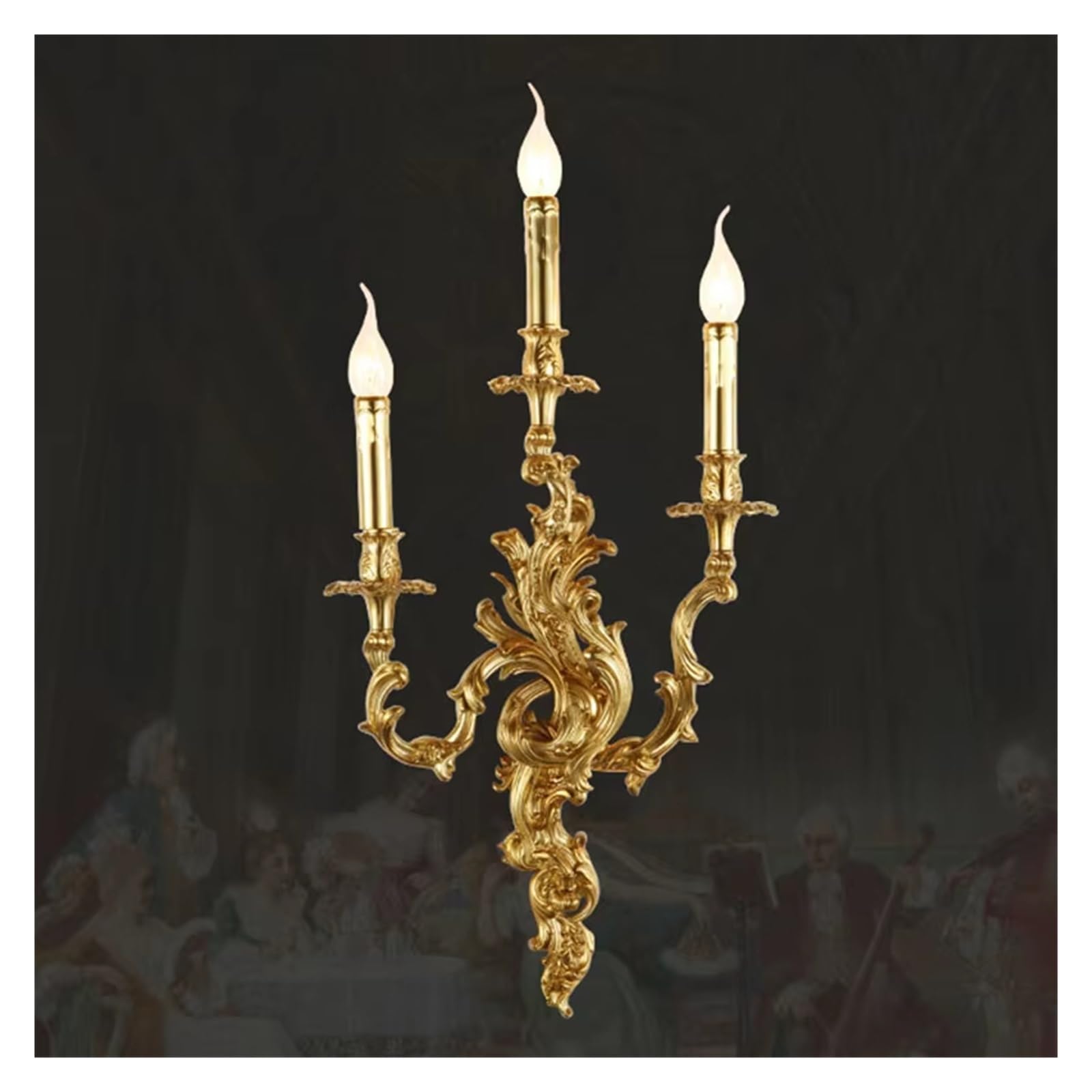 ZTCHSENZT Luxury French Retro Copper Candle Wall Lamp Living Room Dining Room Bedroom Bedside Light Aisle Atmospheric Villa Lighting,2 colors changeable-3 bulbs