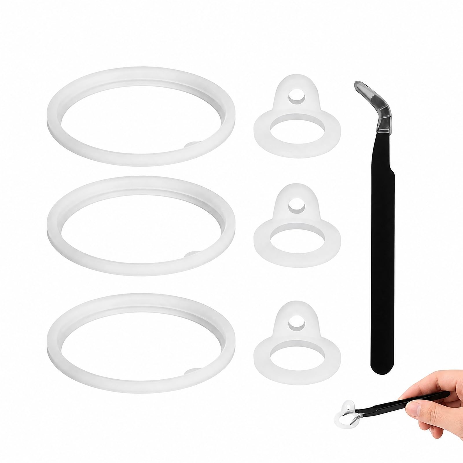 6 pcs silicone gasket for water bottle, water bottle rubber seal, leak-proof replacement parts, set of four with tweezers