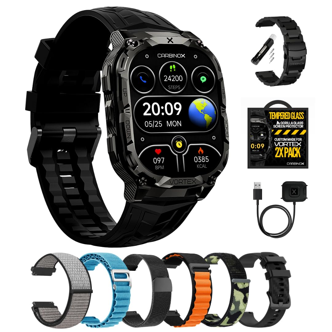 Amazon.com: Carbinox Vortex Smart Watch with Metal Band, Charger