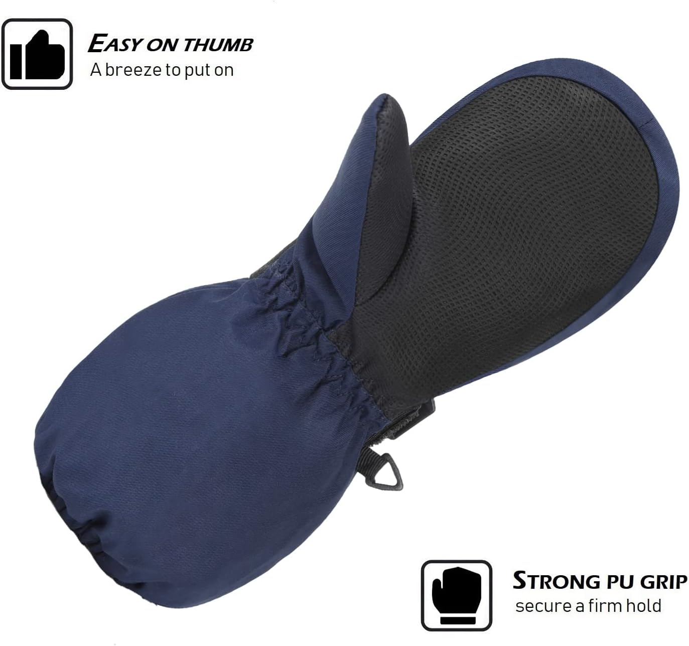 HIGHCAMP Kids Long Cuff Winter Gloves with Stay-on Strap Waterproof Mittens for Toddler Children Snow Ski - Image 3