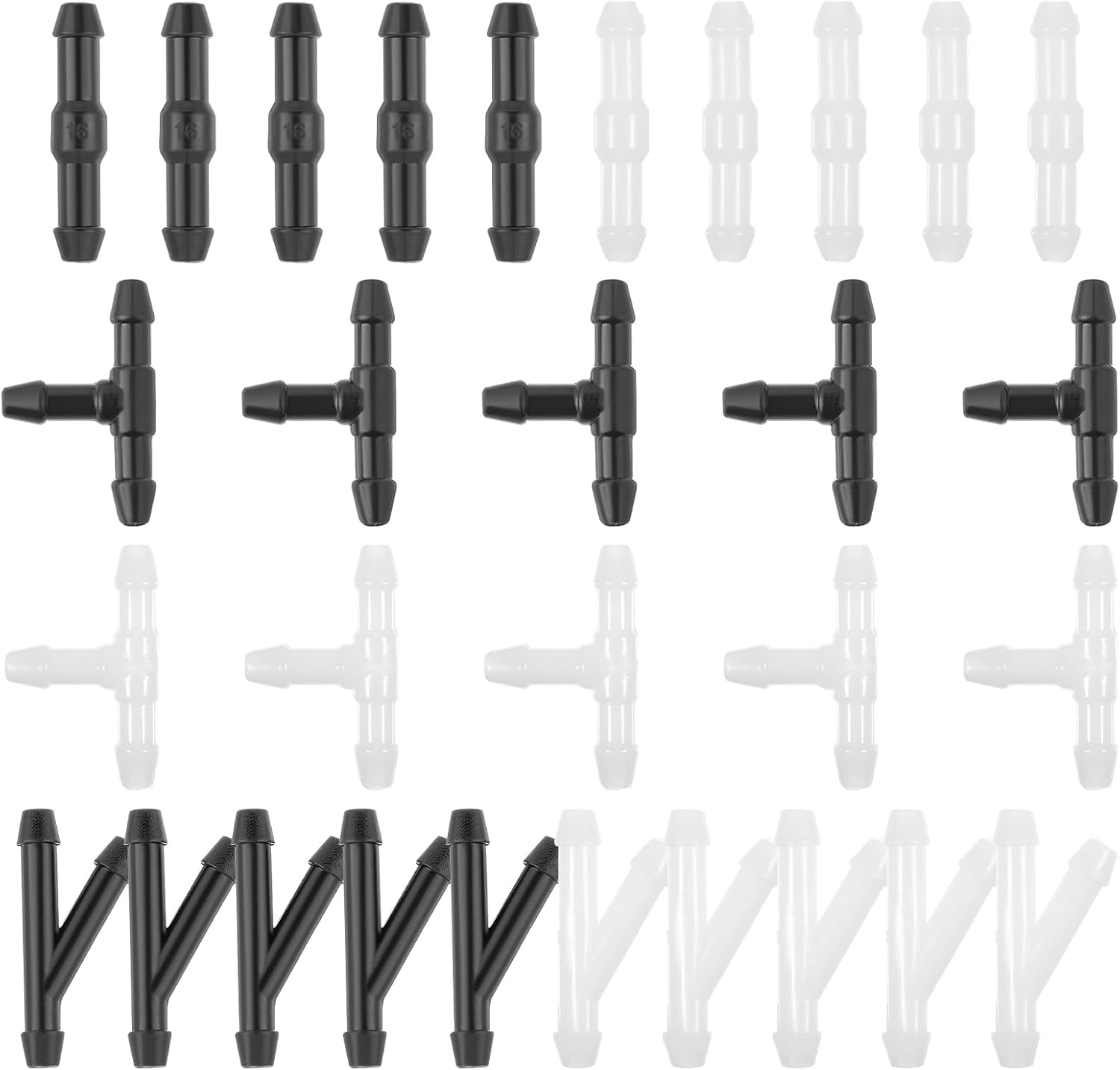 QfwdfcTrenz 30 Pack Windshield Wipers Hose Connector Windshield Washers Tube Adapter 2-Way + 3-Way I/T/Y Fitting Splitter for Car Washer Nozzles Wash Installation Adapter for Most Car (White+Black)