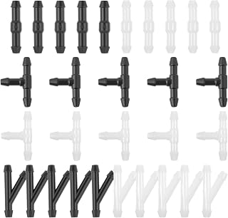 QfwdfcTrenz 30 Pack Windshield Wipers Hose Connector Windshield Washers Tube Adapter 2-Way + 3-Way I/T/Y Fitting Splitter for Car Washer Nozzles Wash Installation Adapter for Most Car (White+Black)