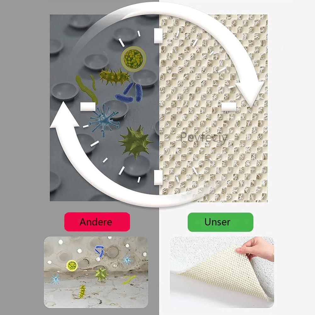 Alfombrilla Ducha Antideslizante 70X150 CM para baños y bañera Modernos Alfombra Ducha Antideslizante Suave y cómodo PVC Alta Permeabilidad al Agua