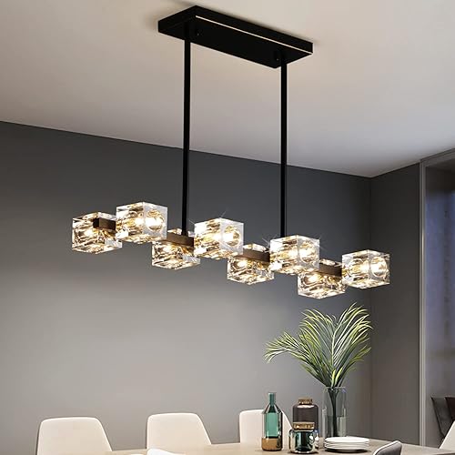 Miniatura 11 de Lámpara de techo moderna de cristal, lámpara de techo semiempotrada con 8 luces, candelabros Sputnik dorados para dormitorio, comedor, cocina de