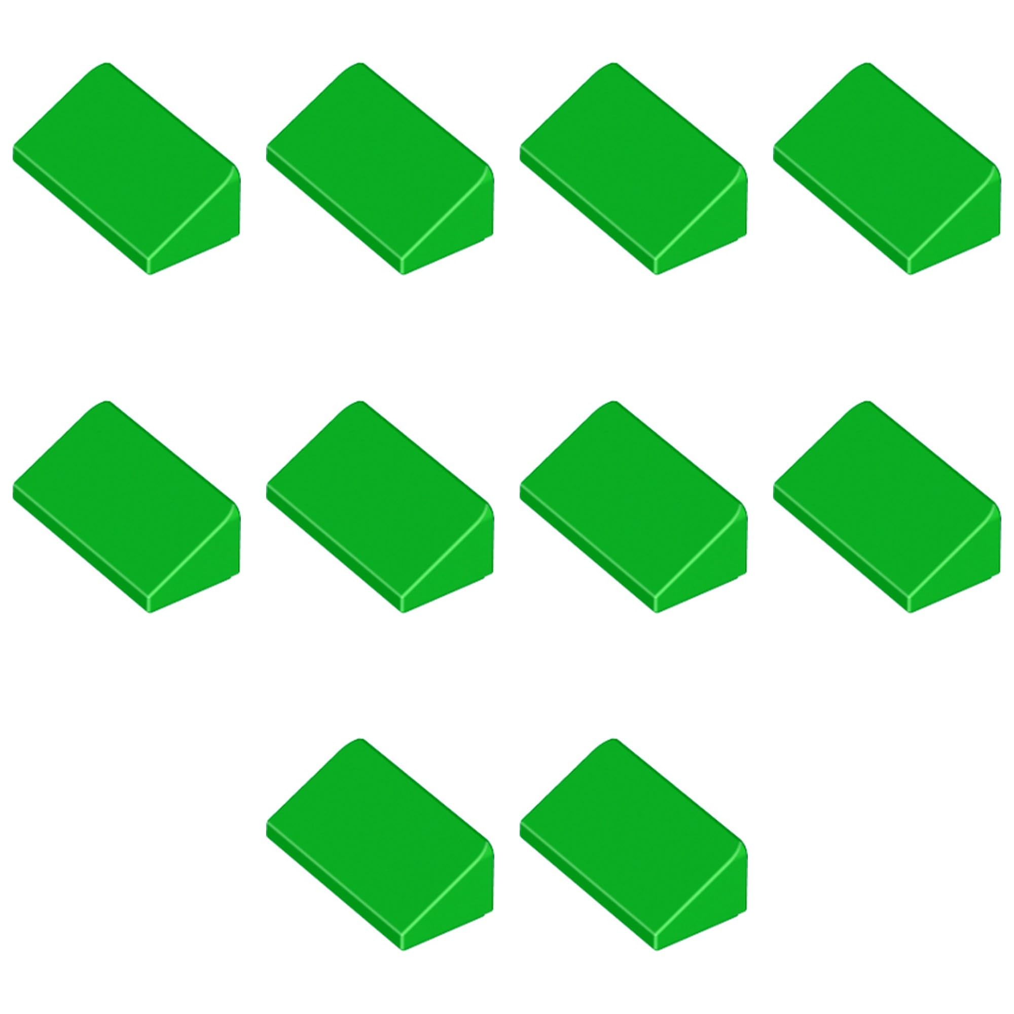 LEGO Slope Building Block, 30° Angle, 1 x 2 x 2/3, Part 85984 (Bright Green, 10, Bricks) — image 1