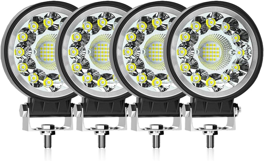 LED Spot Work Lights, 4 Inch LED Light Pods 99W Round Off Road Driving Light Bar 12V 24V Tractor Lights Fog Pod Lights for Truck UTV ATV Boat Snow Blower, 4PCS