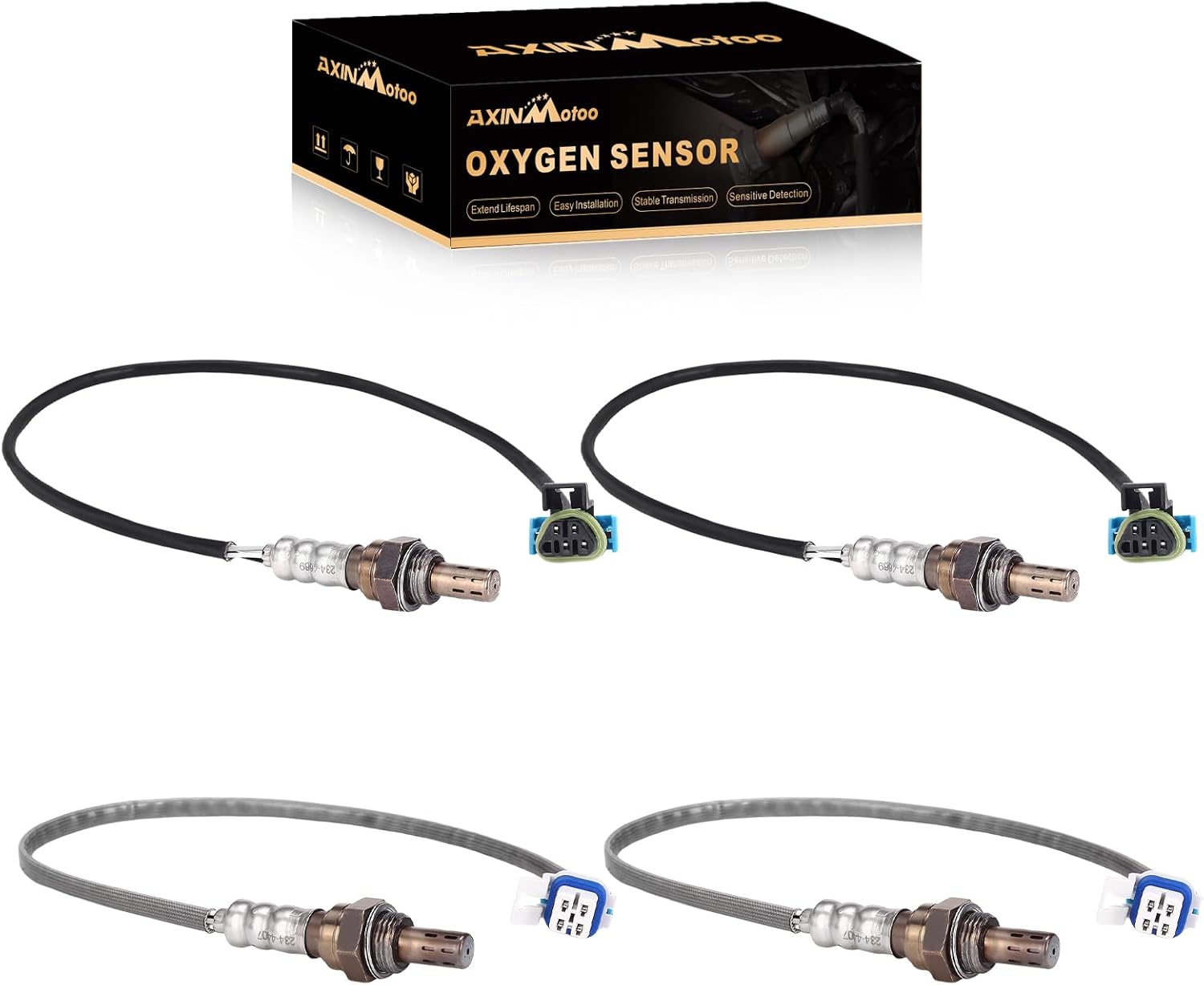 Oxygen O2 Sensor 234-4669 234-4407 Upstream Downstream Replacement for GMC Sierra 1500 2500, for Cadillac Escalade, for Chevy Silverado 1500 2500 3500 Suburban 2500 6.0L 2003 2004 4PCS