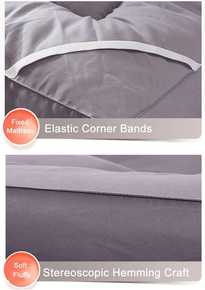 Extra Thick Mattress Topper Futon Mattress Bedding Floor Mattress Breathable Down Alternative Filling Thicken Mattress Pad Sleeping Pad for Guest Room Twin Size(Grey,200x220cm)
