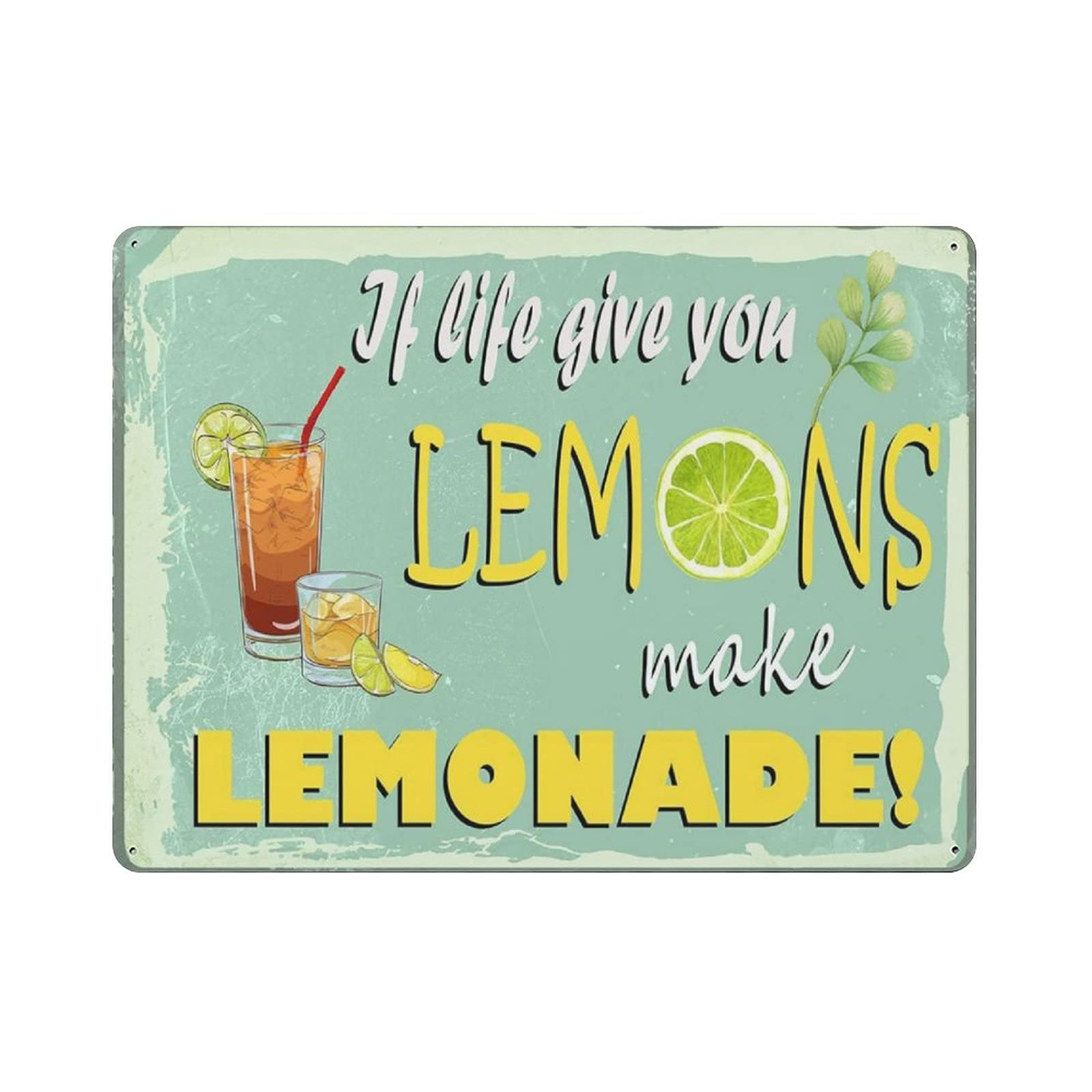 Metal Tin Sign If Life Gives You Lemons Make Lemonade Vintage Tin Poster Metal Sign Wall Decoration Country Kitchen Home Garage Decor 12"x16"