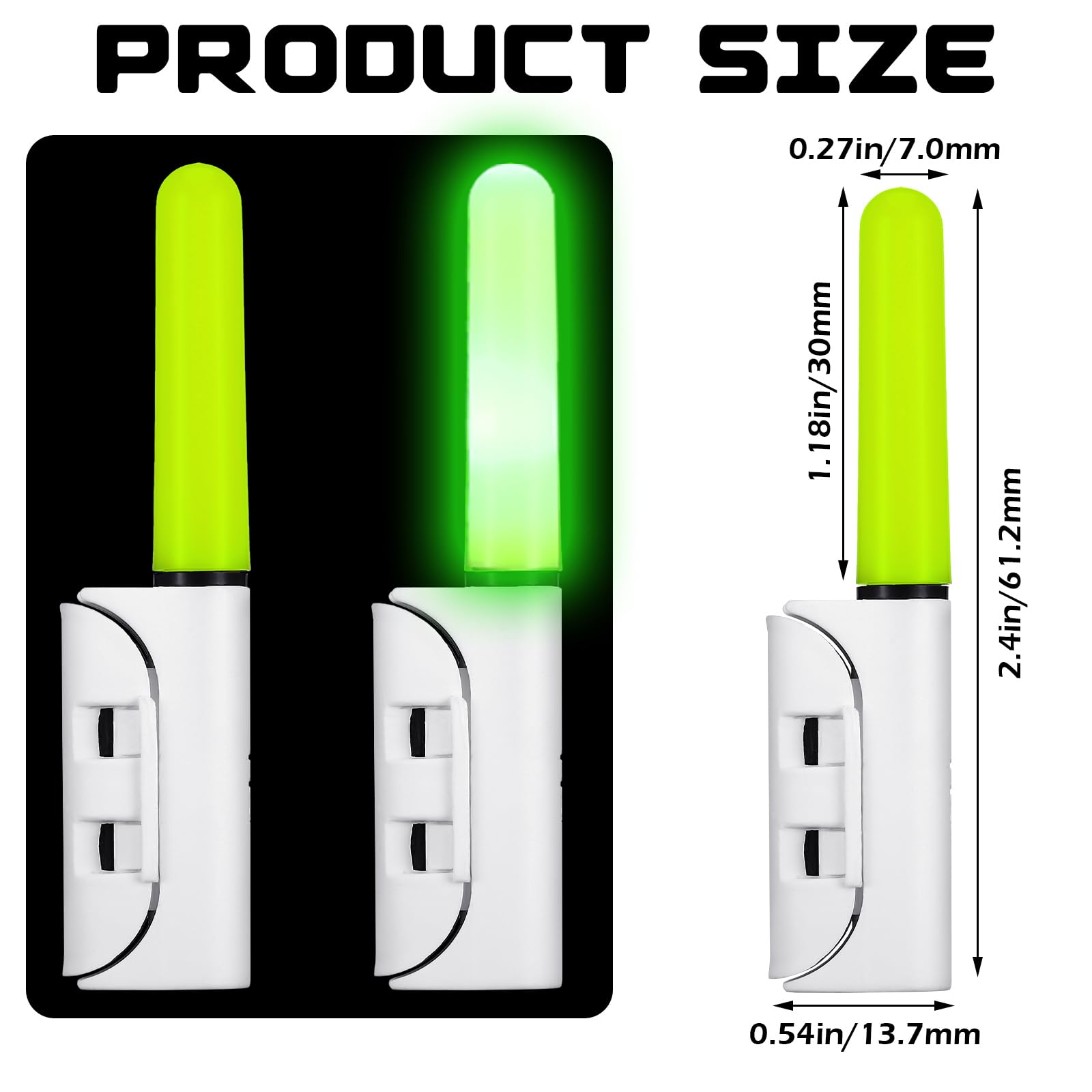 Glooglitter 6 Pcs Fishing Glow Sticks LED Fishing Pole Light Night Fish Alert Glow Stick with 8 Pcs Rechargeable CR425 Battery and Battery Charger(Green Light,Classic Style) : Sports & Outdoors