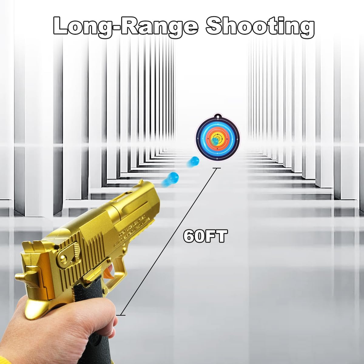 Gel Ball Blaster Gun Toy - Golden Small Manual Splatter Gun Blasters for Ages 14+, Outdoor Team Shooting Game, Idea Gift