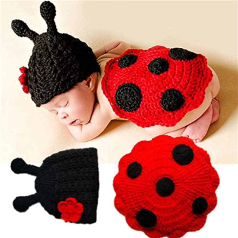 Baby Seven Star Ladybug Photography Costume, Newborn Photography Prop, Clothes Photoshoot Costume Accessory for Baby Boys Girls, Baby Hundred Days Seven Stars Ladybug Cloak Photography Set