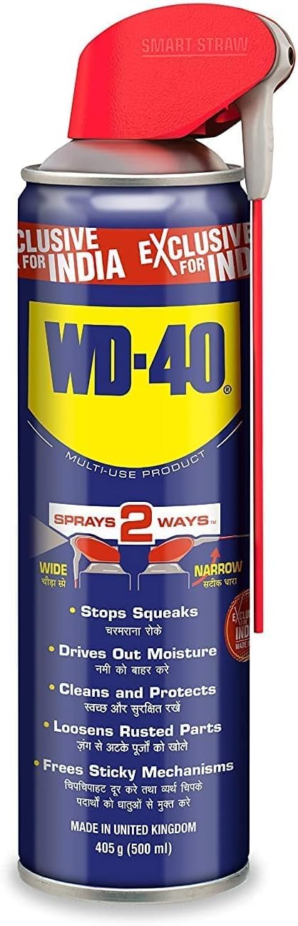 WD-40 Smart Straw 500ml | Multipurpose Spray to Clean Rust, Limescale, Jams, Stains, Hinges, Chains and Surfaces | All Purpose Cleaner for Home Improvement, Loosen Stuck & Rusted Parts | From Pidilite