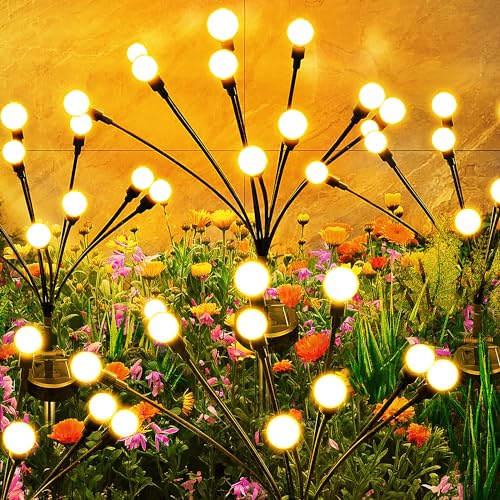 Image of TYUWGMS Solar Firefly Lights, Solar Outdoor Lights Garden Lights Outdoor Waterproof, Firefly Lights Solar Outdoor, Starburst Swaying Garden Lights for Path Fence, Swaying When Wind Blows (8 Pack)